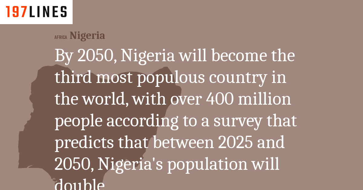 By 2050 Nigeria Will Become The Third Most Populous Country In The