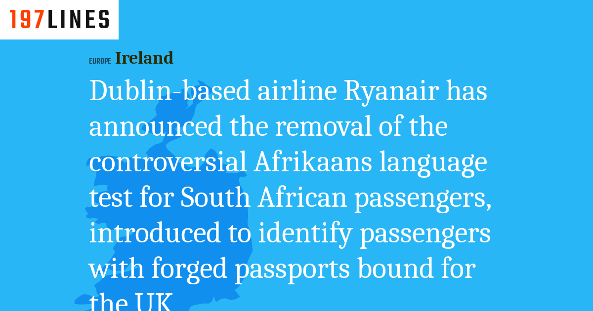 Dublin Based Airline Ryanair Has Announced The Removal Of The Controversial Afrikaans Language 9186