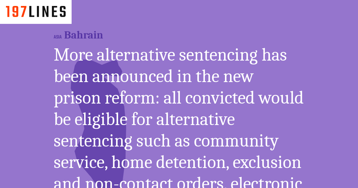 More alternative sentencing has been announced in the new prison reform