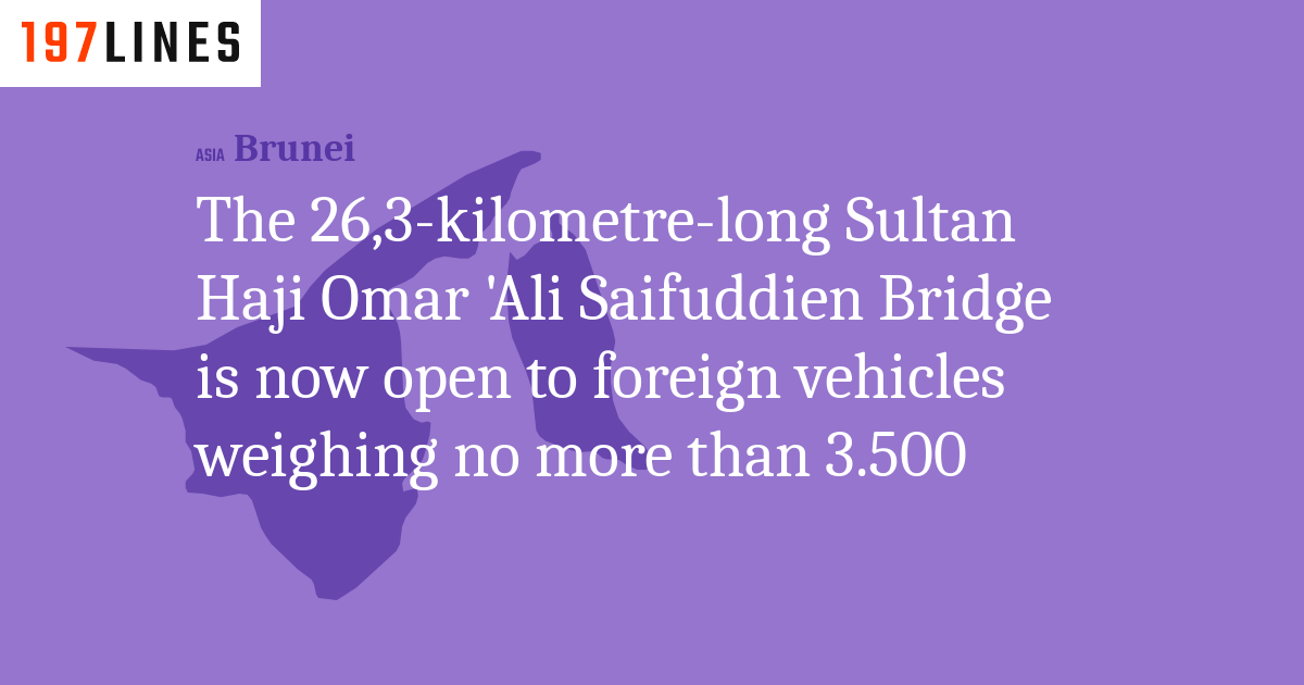 The 26,3kilometrelong Sultan Haji Omar 'Ali Saifuddien Bridge is now