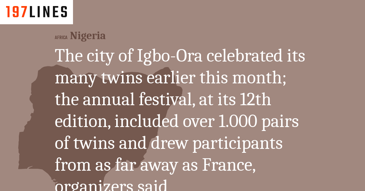 The City Of Igbo Ora Celebrated Its Many Twins Earlier This Month The