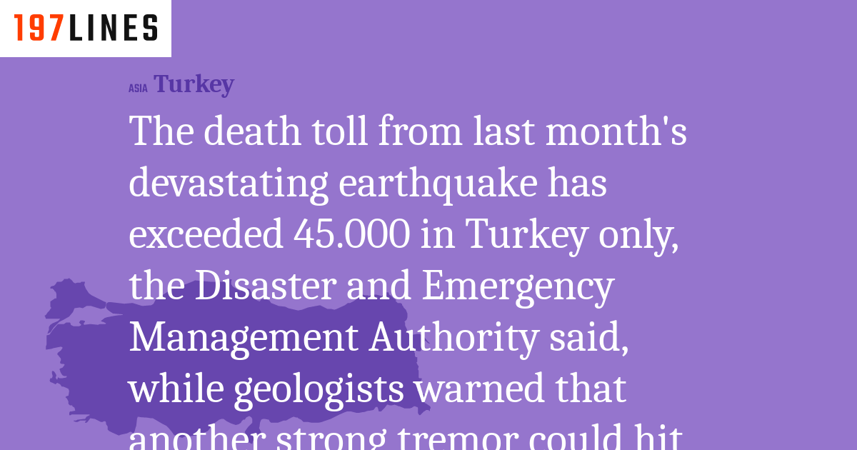 The death toll from last month's devastating earthquake has exceeded 45