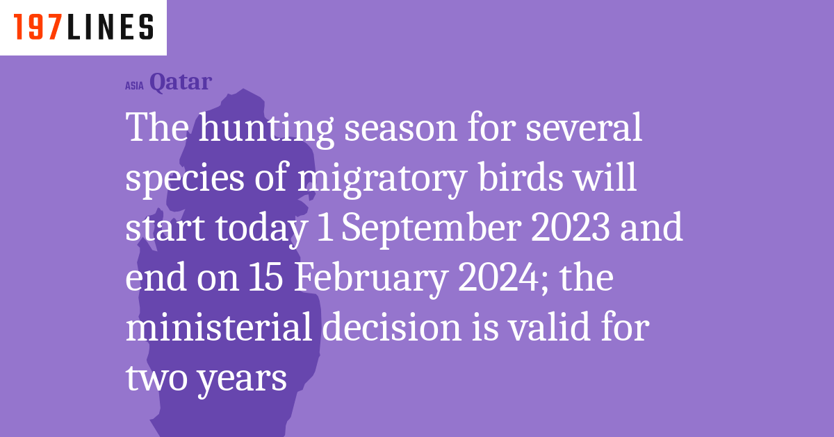 TIME SENSITIVE The hunting season for several species of migratory